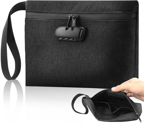 Geruchsdichter Tasche mit Zahlenschloss, TOATELU Feuerfeste Dokumentenbox Geldtasche, Aufbewahrungstasche mit Zahlenschloss,Reiseaufbewahrungsschloss Tasche für Ihr Zubehör, Reiselagerung