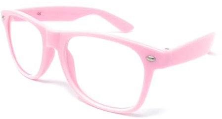 WS UK Kids Clear Lens Glasses with UV400 Protection - Unisex (Light Pink)