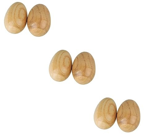 BESTonZON 6 STK -Shaker Eier Maracas Handshaker Maracas Eierbecher Aus Holz Eier Aus Holz Musikinstrumente Sandstreuer Maracas Mini-Maracas-krachmacher Holzei Kind Hölzern Bambus Marakas