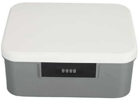 Fockety Zahlenschloss-Box, doppelschichtige abschließbare Aufbewahrungsbox mit 9 l Fassungsvermögen, leerer Aufbewahrungskoffer für Medikamente, Aktendokumente (GRAY)