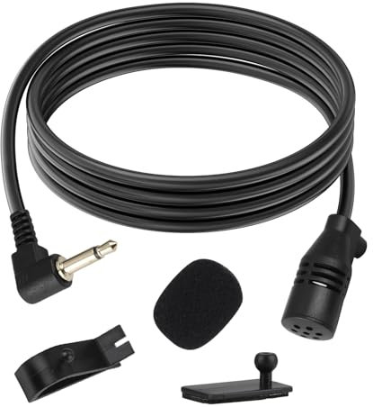 Nodcows Micrófono para Radio Coche de 3.5mm, Cable de 3m, Micrófono Estéreo para Coche Externo Bluetooth, Micrófono para Automóvil Kenwood Alpine JVC Bluetooth,Radio,GPS y DVD Habilitados