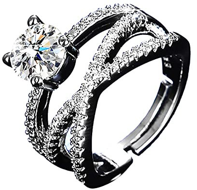Kreuz Kette Verlobung mit Sterlingsäule imitiert für Frauen Silber-Jäten von Moissanite Promising Solitaire 925 Ring mit Diamanten Halsketten & Anhänger mit Plat Halskette (Multicolor, One Size)