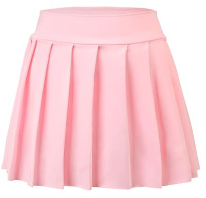 Bezioner Ragazze Gonna da Tennis, Gonna A Pieghe Sportiva con Tasche e Pantaloncini Interni,Gonna da Golf Uniforme Scolastica Rosa Nuovo L(8-9 Anni,120-130 cm)
