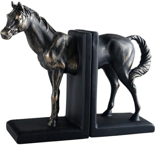 Muteitt Dekorative Pferde-buchstütze, Einzigartige Pferdeskulpturen-buchstützen Für Robuste Bücher, Vintage-pferdestatue-Ornament Für Die Regaldekoration Im Heimbüro