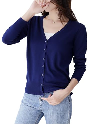 Mooncolour Womens 24 Colors Knit Outwear Autumn Cardigan Sweater, Navy, UK 16