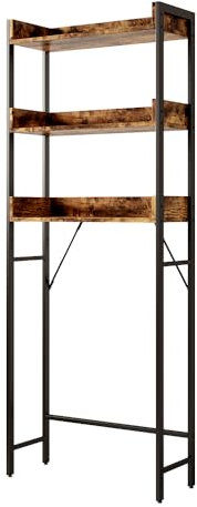 Vicco Waschmaschinenschrank Fyrk, Eiche rustikal/Schwarz, 64 x 165 cm mit 3 Fächern
