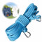 MAEXUS Wäscheleine Extra Stark, 8mm*15m Wäscheleinen, extra Starke Wäscheleine, Nylon Wäscheseil, mit Metallhaken Karabiner, Reißfest und Rostfest Wäscheleine für Draußen Garden Camping.