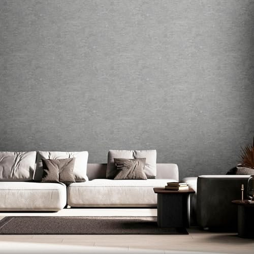 Sartoria Wallcoverings Rustica Textured Vinyl Metallic Lightly Glittery Wallpaper Perfect for Any Rooms, Kitchens, Feature Walls, Hallways Grey Limetree LT7726