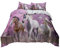 YBRAVO Rose Violet Housse de Couette 90x190 cm Trois Chevaux Qui courent Couette 1 Personne Microfibre Parure de Lit avec Fermeture à Glissière et 2 Taies d'oreiller pour Chambre d'enfants Adultes