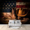 Papier Peint Non-tissées Panoramique 350 x 256 cm Format personnalisé, 3D Poster Geant Mural, Drapeau De Chapeau De Cow-Boy Vintage Coloré pour Salon Chambre restaurant Décoration Murale