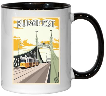 Atspauda Budapest Ungarn Brücke Keramik Tee Kaffee Tasse Schwarz