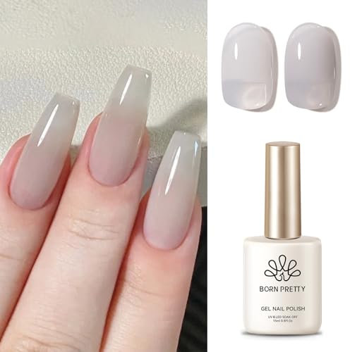 BORN PRETTY Jelly Gray Gel Nail Polish 15ml Natural Milky Arctic Grey Color Translucent Gel Polish Soak Off U V LED Jelly Sheer Nail Art