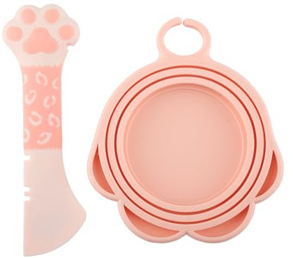 Tabanzhe Pet Food Can Opener and Can Cover Lid-Silicone Cat Wet Food Spoon Universal Can Cover 2 in 1 Reusable Cute Paw Shape Spoon for Cats Dogs Feeding Can Wet Food Storage