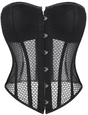 GFPGNDFHG Moulin Rouge Kostüm Korsett Rot Schwarz Top Damen Halloween Goth Corset Schwarzes Kosett Trachtenblusen BH Ohne Bügel Push Up