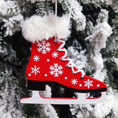 Christmas Decoration Holiday Decor 2pcs Christmas Decorations Christmas Sleigh Fluffyhollow Wooden Pendant Christmas Tree Decorations Ice Skate Pendant Christmas Party Decorations
