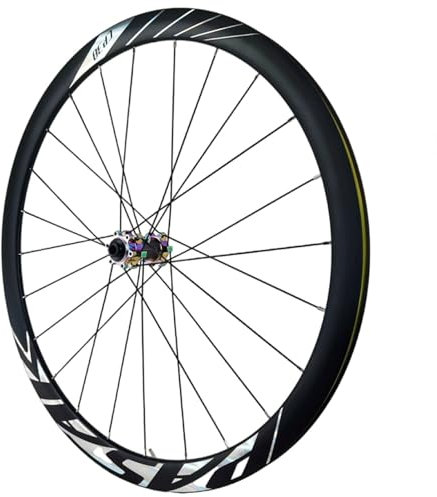 Leichtmetall Laufradsatz für Rennräder, Vorder und Hinterräder, Aerodynamischer Laufradsatz mit 8-12 Gang Scheibenbremse(Colorful TA 12 * 100mm_Front)