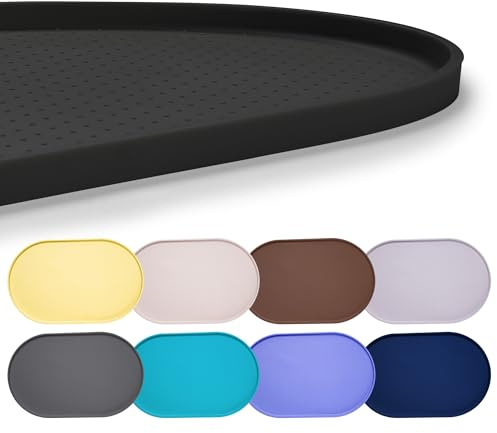 Hubulk 100% Waterproof Silicone Pet Feeding Mat with Raised Edge for Food and Water, Dog Bowl Mats, Cat Bowls Placemat with High Lip Protects Floor for Cats and Dogs (Black, 16L x 10W)