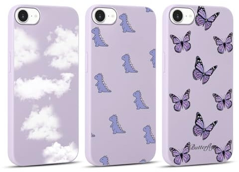 Yoedge 3 Stück Handyhülle für iPhone 16e/SE 4/SE 2025 Hülle 6,1, Schmetterling Muster Design Frauen Mädchen Aesthetic Handyhülle Schlanke Silikon TPU Flexible Stoßfest Schutzhülle für iPhone SE 4