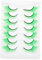 CALLARON 7paires Faux Cils Individuels Verts Bouquet Pour Cosplay Et Fête Cils Volumineux Confortables Et Faciles à Appliquer
