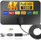 Antenna TV Interna Digitale Terrestre, Supporto DVB-T/T2, Antenne da Interno Amplificata Potente per Smart TV 4K, Canali Rai/Mediaset, con Segnale Booster, Cavo 5m e Connettore F Maschio - Nero