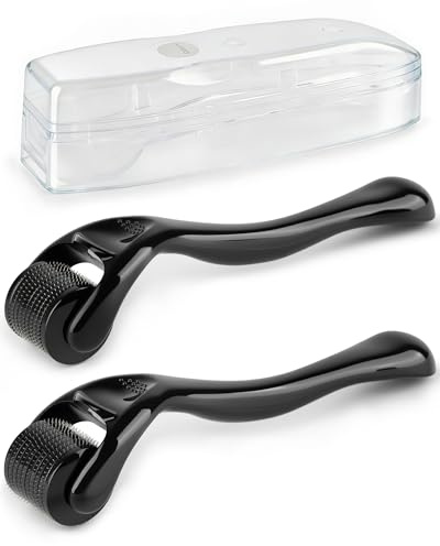 lulir Derma Roller for Hair Growth, 2 Pack Titanium Microneedle Rollers | Titanium Microneedle Derma Rollers For Hair, Beard And Skincare With 0.5mm And 1.0mm Roller Heads