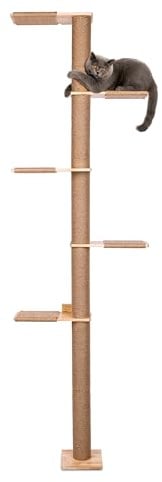 PET VIOLET Wandmontierter XXL Kratzbaum 206 cm hoch, 5 Ebenen Katzenbaum deckenhoch aus Massivholz & Sisal I Platzsparend Klettern, Kratzen, Spielen mit Katzenkratzbaum in groß