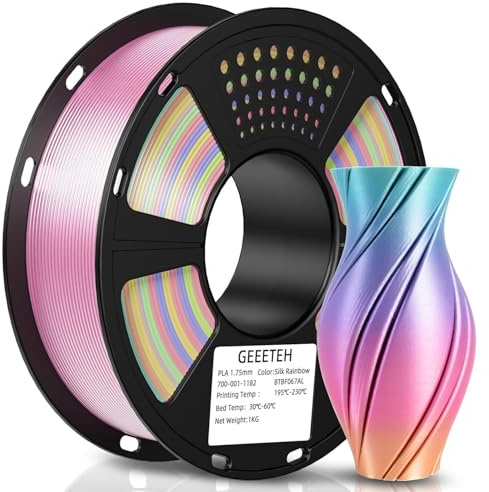 GEEETECH PLA silk Filament 1,75mm,3D Drucker Filament PLA 1kg,Silk Regenbogen