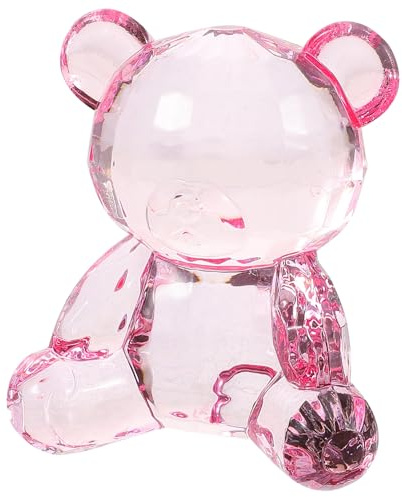 Parliky Acryl Bärenornament Rosa als Transparente Bärendekoration für Tisch | Zuhause und Kinder, Sammelfigur mit Hübscher Optik, Geschenk und Dekorationsstück