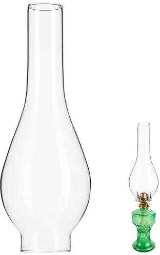 TOYANDONA Clear Glass Oil Lamp Chimney Replacement Kerosene Lamp Shade for Oil Parts Heat Resistant Windproof Cover for Small Lamps Indoor Outdoor Use
