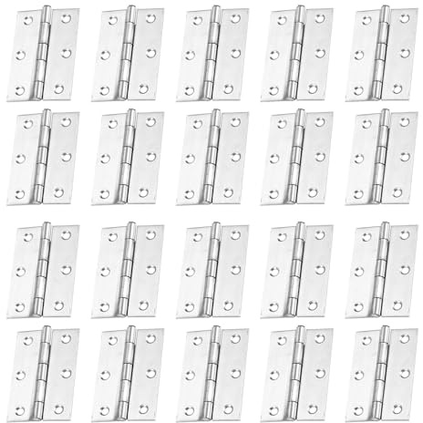 20Pcs 3in Stainless Steel Door Hinges, 75mm Silver Hinges, Heavy Duty Folding Butt Hinge, Satin Chrome Brushed Hinge for Outdoor and Internal Doors Home Furniture Wooden Door Hinge