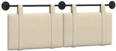 vidaXL Hängendes Kopfteil Creme Stoff, Schlafzimmer Deko, moderner rechteckiger Wand-Headboard, kompakt, stilvolle Bettwäsche für Luxus-Schlafbereich