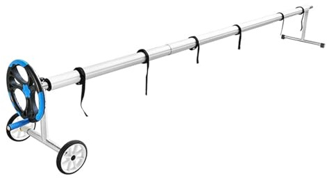 Bobina di copertura telescopica in alluminio con ruote e manovella, rullo di copertura solare per piscine interrate, staffa in acciaio inossidabile resistente