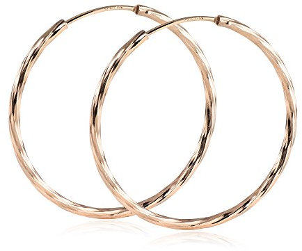 MATERIA Rosegold Creolen Damen 35mm Gold Ohrringe Silber 925 vergoldet ziseliert mit Geschenk-Box #SO-363