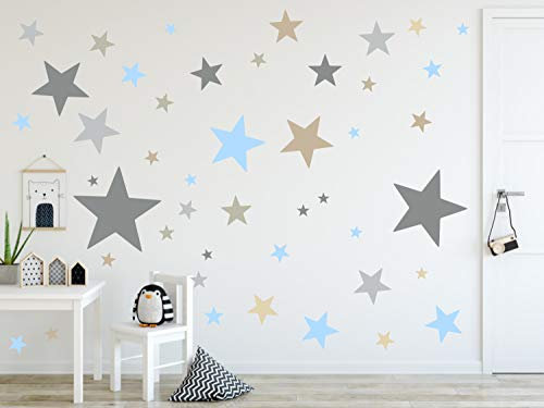 timalo® 120 Stück Wandtattoo Kinderzimmer XL Sterne Pastell Wandsticker – Aufkleber | 73079-SET7-120
