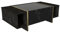 Vente-unique - Table Basse avec 1 Porte et 2 niches - Effet marbre Noir, Naturel foncé et doré - CADEBA II