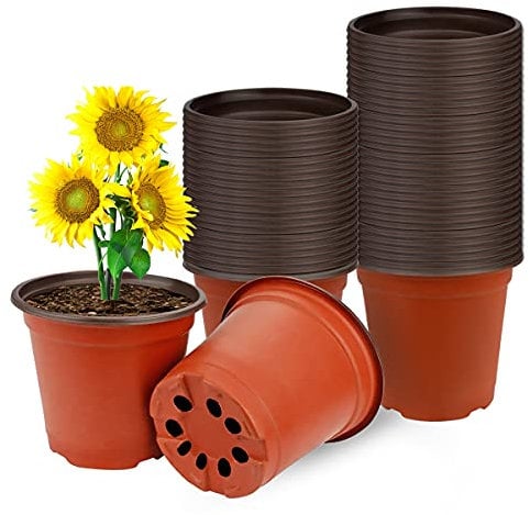Vockvic 50 Piezas Macetas Plastico, Maceta Redonda de Seguro Pequeñas, Maceta de Semillas Multifuncional Portátil para Al Aire LibreJardín Plantas Plántulas 10 x 8cm