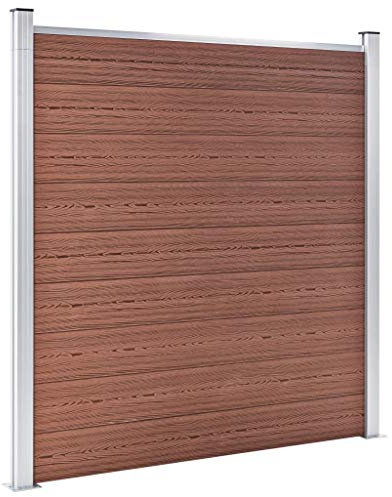 Festnight Gartenzaun Sichtschutz-Zaun Steckzaun Gartenzaun Komplettset Sichtschutzzaun Sichtschutz WPC 180×186 cm Braun