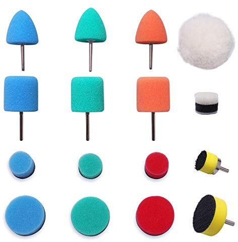 SPTA Mini Set de Polissage, 16Pcs 15mm 25mm Kit de Polissage Pad Éponge à polir Kit boule de polissage pour Voiture Ponçage pour Outil Rotatif Electrique -HTDEPMIX