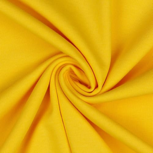 Jerseystoff Uni Meterware Tex Standard 100 zertifiziert 69 Farben zur Auswahl Uni + Meliert (028 I Gelb, 50 x 150cm)