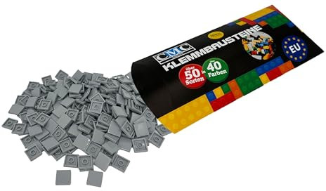 CMC imports 250 x Klemmbausteine Fliesen Tiles Bausteine 2x2 Noppen Kompatibel freie Farbenwahl (411 - Hell Grau)