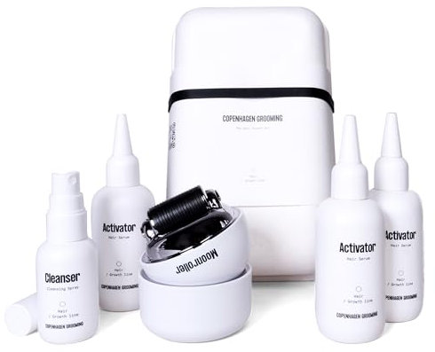 Copenhagen Grooming Haarwachstum Beschleunigen Set für Männer mit Haar Wachstum Serum, Mikronadel-Roller für Hair Growth & Roller-Reiniger - Verlangsamt Haarausfall (150 Tage Vorrat)