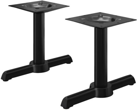 GGMMÖBEL SAN.Marco | Lounge Doppel Tischgestell | Alu Schwarz | 2 Fuß: 56 x 7 cm | Säule 7,6 x 36 cm | Fuß: 56 x 7cm | Rohr: Ø7,6 cm | Gesamthöhe: 36 cm | max: 120 x 70 cm Tischplatte