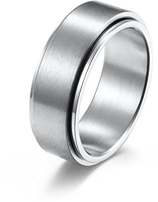 Banemi Männer Ring Herren, Herren Ringe Mit Gravur 8mm Spinner Freundgeschenke von der Freundin Größe 52 (16.6)