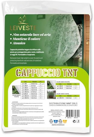 LEIVESTE-Tessuto Non Tessuto per Piante, Copri Piante Inverno,Telo Antigelo, Cappuccio TNT Antigelo 17 gr/m² (6 Cappucci - 0,6 x 0,8 mt)