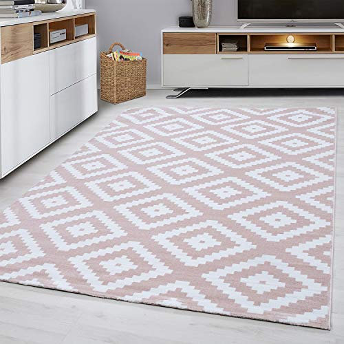 Morhane Plus Rhombus Tapis Poils Ras Rectangle 160x230cm Roses