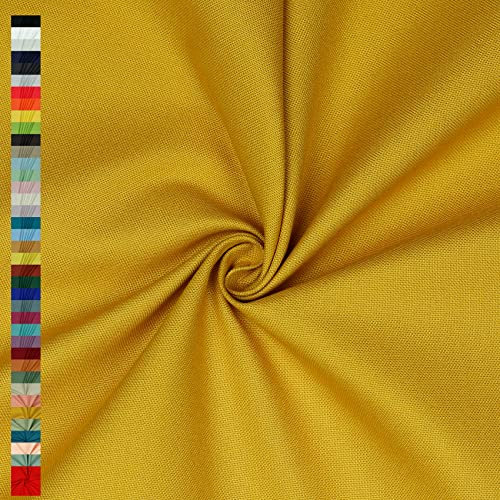 Canvas Stoff Uni Meterware 100% Baumwolle 39 Farben Dekostoff Robust Taschen (039 I Ocker)