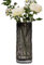 NFNSIG Vase en cristal transparent pour fleurs, 25 cm, vase en verre de roche de style européen, bouteilles rondes à rayures vintage pour bibliothèque, table à manger, bureau intérieur, noir