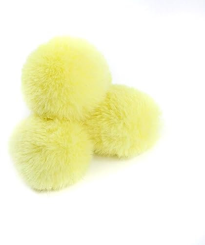 Wambere 10 Stück 7cm Pompons zum Basteln,Pompon Kunstfell Bommel Plüschbälle mit Elastischer Schlaufe,für DIY Kunsthandwerk Haarschmuck Hochzeiten Geburtstage Weihnachten Dekorationen,Gelb
