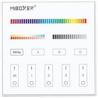 MiBoxer DALI 3in1 RGBW+CCT Wandcontroller Touch Panel 4 Zonen DALI-Signal (DT8) | 230V | DP3S | Wandeinbau
