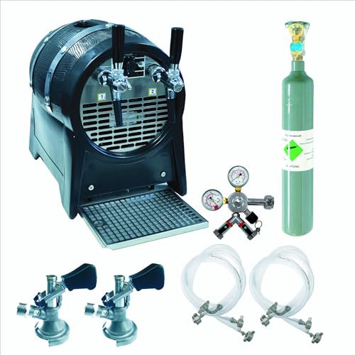 Bierzapfanlage Partyfass 60 l/h kompl.Set für 2 Bierfässer, Flach-Zapfkopf Typ A, 0,5kg CO2 Flasche